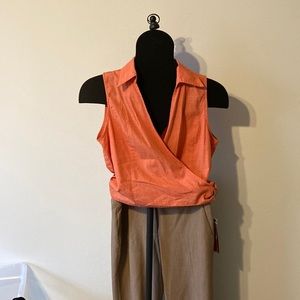 Wrap front cropped shirt top